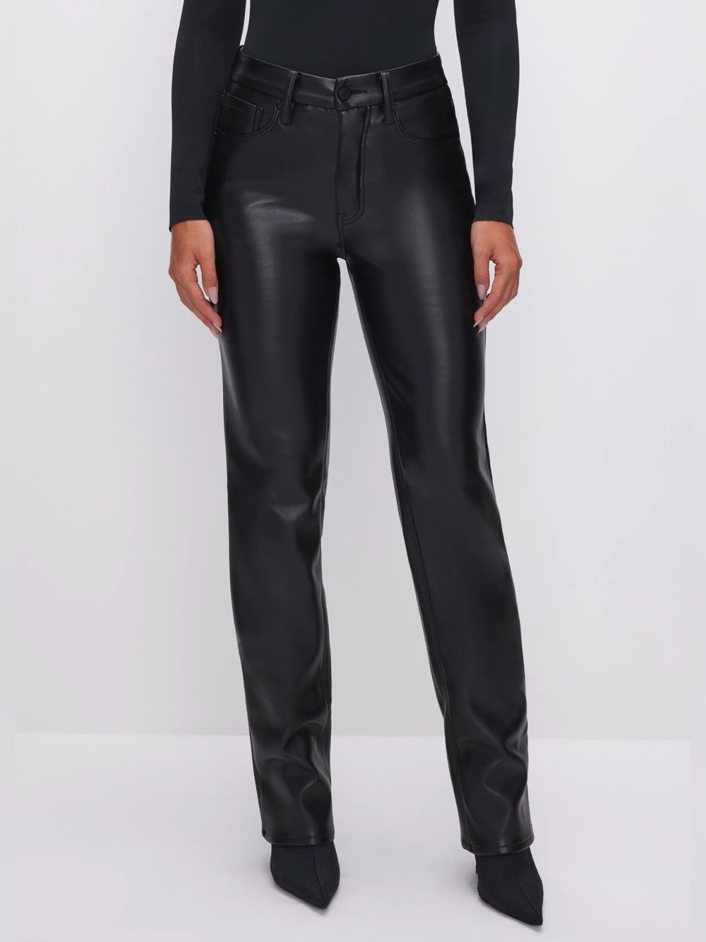 Good American Black Faux Leather Pants